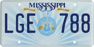 MS license plate LGE788
