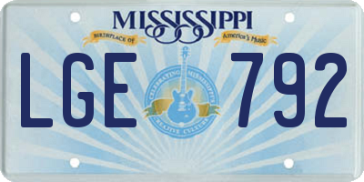 MS license plate LGE792