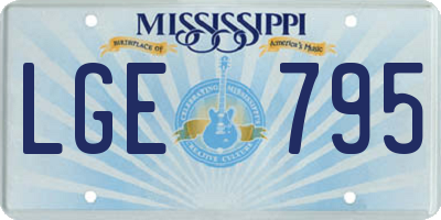 MS license plate LGE795