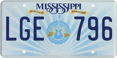 MS license plate LGE796