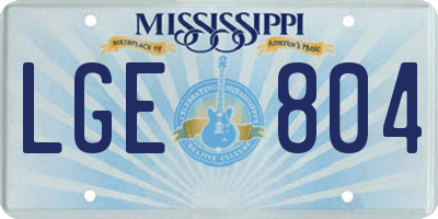 MS license plate LGE804