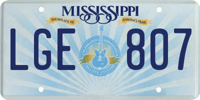 MS license plate LGE807