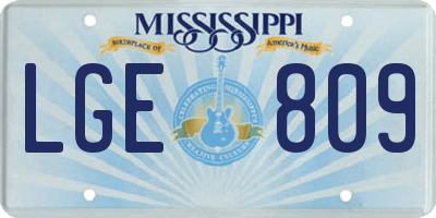 MS license plate LGE809