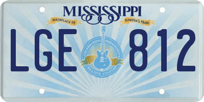 MS license plate LGE812