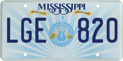MS license plate LGE820