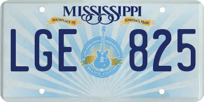 MS license plate LGE825