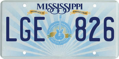 MS license plate LGE826