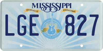 MS license plate LGE827