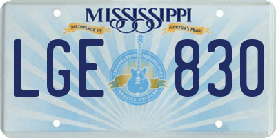 MS license plate LGE830