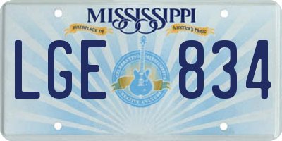 MS license plate LGE834