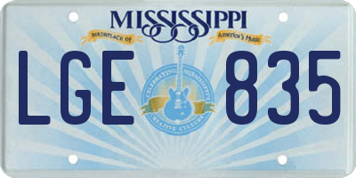 MS license plate LGE835