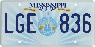 MS license plate LGE836