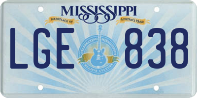 MS license plate LGE838
