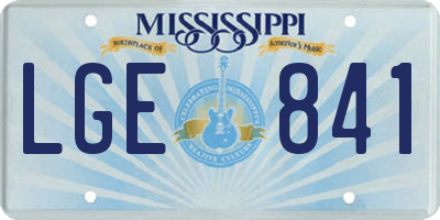 MS license plate LGE841