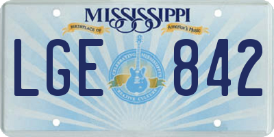 MS license plate LGE842