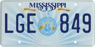 MS license plate LGE849