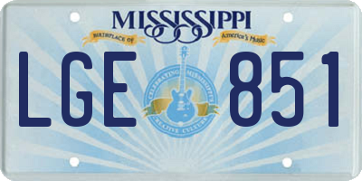 MS license plate LGE851