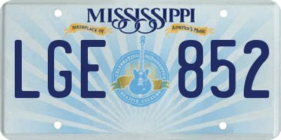 MS license plate LGE852