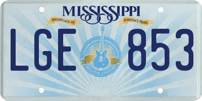 MS license plate LGE853