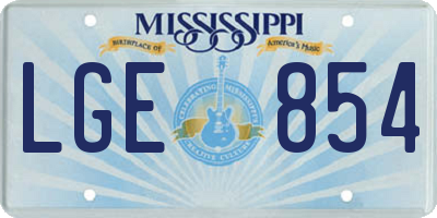 MS license plate LGE854