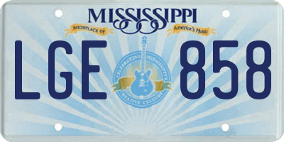 MS license plate LGE858