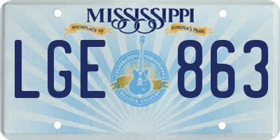 MS license plate LGE863