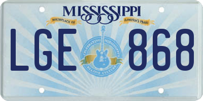 MS license plate LGE868