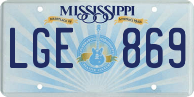MS license plate LGE869