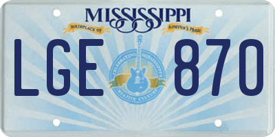 MS license plate LGE870