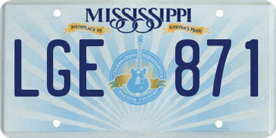 MS license plate LGE871