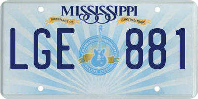 MS license plate LGE881