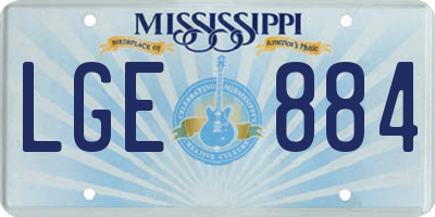 MS license plate LGE884