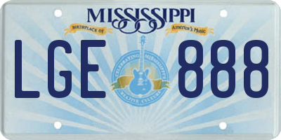 MS license plate LGE888