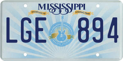 MS license plate LGE894