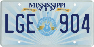MS license plate LGE904