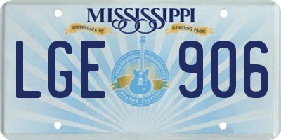 MS license plate LGE906
