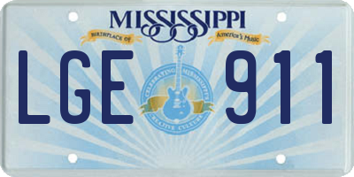 MS license plate LGE911