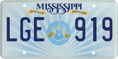 MS license plate LGE919