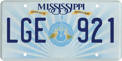 MS license plate LGE921