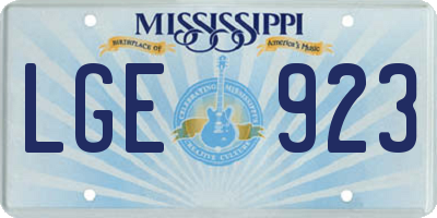 MS license plate LGE923