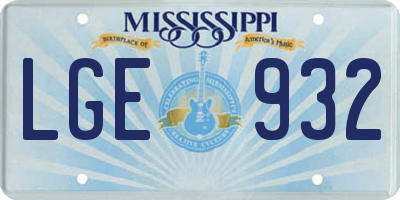 MS license plate LGE932