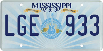 MS license plate LGE933