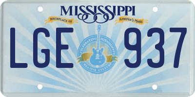MS license plate LGE937