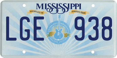 MS license plate LGE938