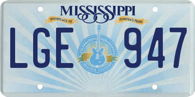 MS license plate LGE947