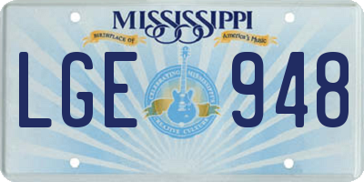 MS license plate LGE948