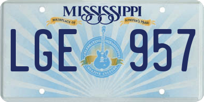 MS license plate LGE957