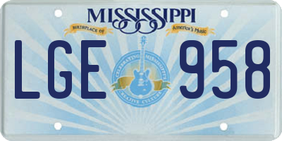 MS license plate LGE958