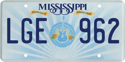 MS license plate LGE962