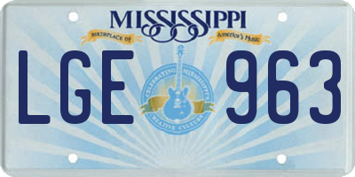MS license plate LGE963